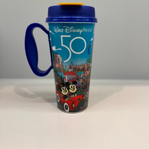 Disney World 50th Anniversary Refillable Mug Mickey Minnie Resort Cup Excellent - Picture 1 of 8